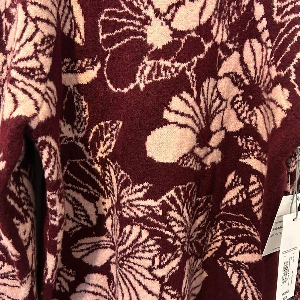 Liz Claiborne pink and maroon Floral Sweater Pull Over Women's Plus Size 2X NWT - Picture 3 of 11